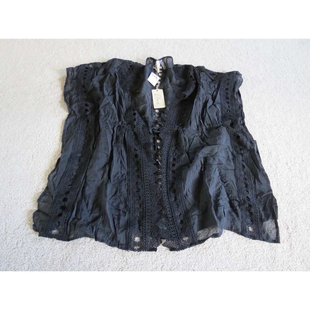 Elan International Black Lace Cover Up Wrap Top Women Size Large VCL6025